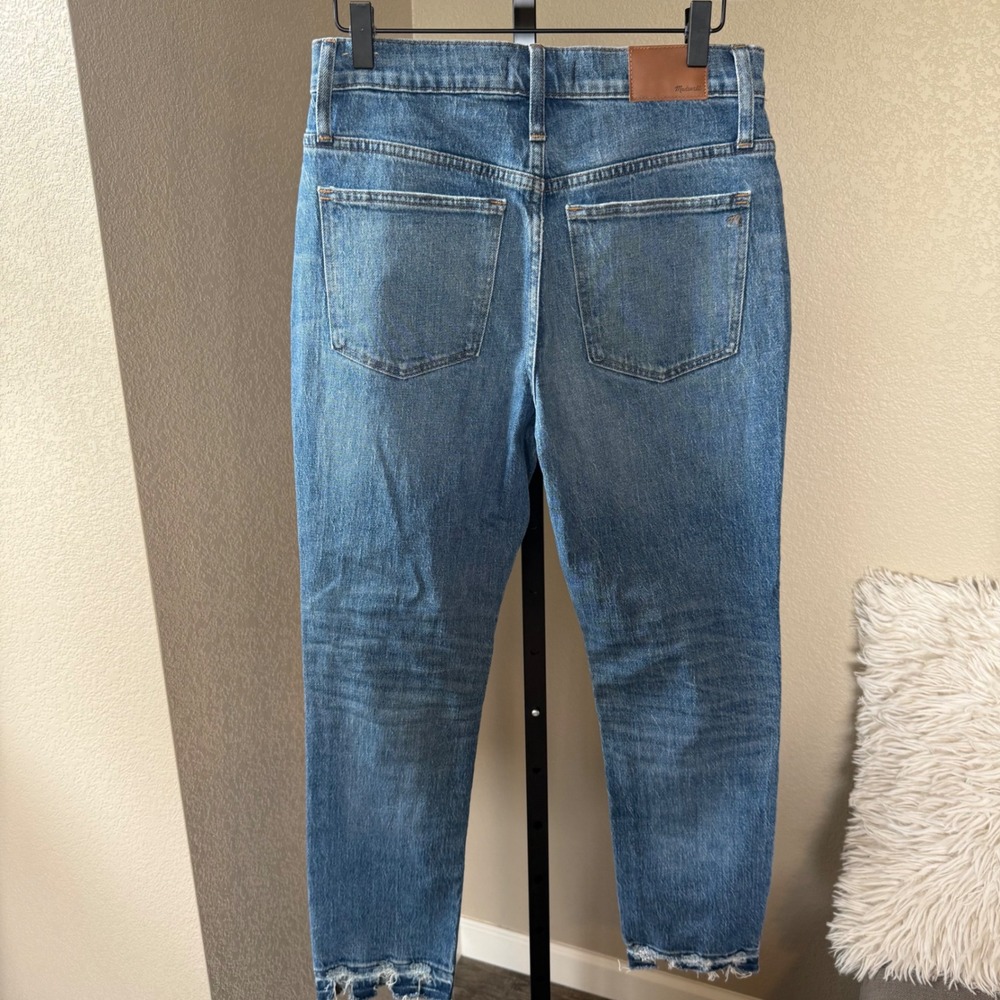 Madewell High Rise Slim Boyjean Crop‎ Fray Hem Denim Jeans Light Wash Size 26 - Picture 3 of 11